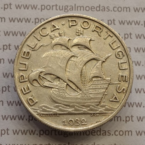 MOEDA 10$00 ESCUDOS "DEZ ESCUDOS" PRATA 1932 (MBC+) -  REPÚBLICA PORTUGUESA