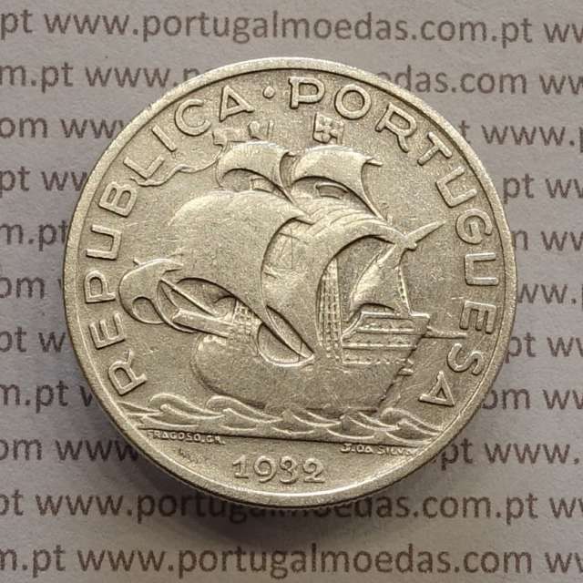 MOEDA 10$00 ESCUDOS "DEZ ESCUDOS" PRATA 1932 (BC+) -  REPÚBLICA PORTUGUESA
