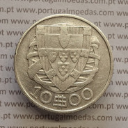 MOEDA 10$00 ESCUDOS "DEZ ESCUDOS" PRATA 1932 (BC+) -  REPÚBLICA PORTUGUESA