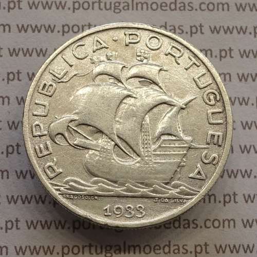 10 escudos 1933 prata, 10$00 1933 prata da Republica Portuguesa, (MBC),  World Coins Portugal KM 582