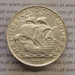 MOEDA 10$00 ESCUDOS "DEZ ESCUDOS" PRATA 1937 (MBC+) -  REPÚBLICA PORTUGUESA