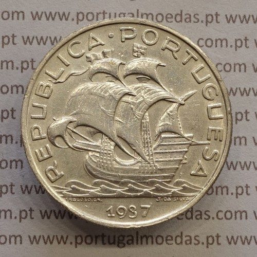MOEDA 10$00 ESCUDOS "DEZ ESCUDOS" PRATA 1937 (MBC+) -  REPÚBLICA PORTUGUESA
