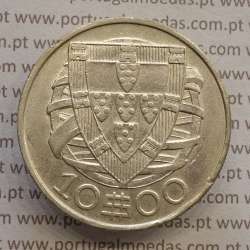 Portuguese silver coin of 10 Escudos 1937, 10$00 silver 1937 of the Portuguese Republic, (VF+), World Coins Portugal KM 582