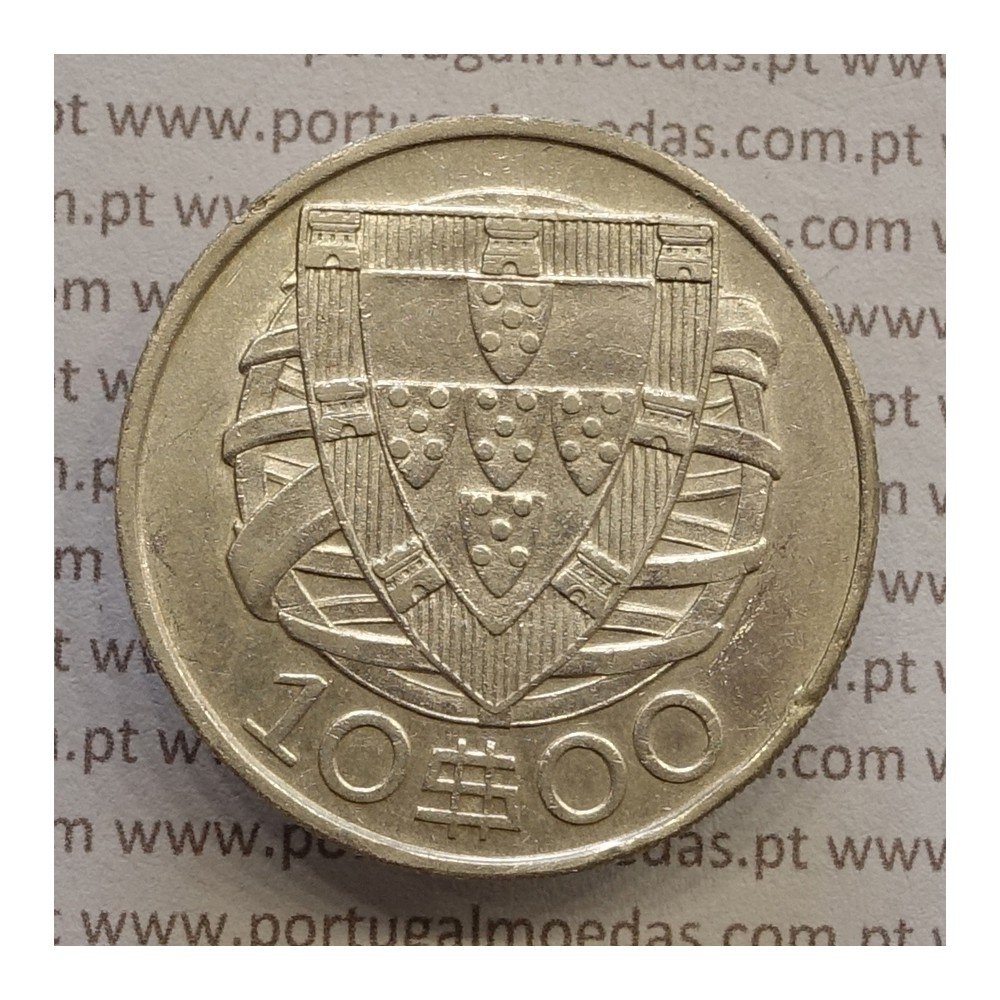 10$00 escudos 1937 prata, 10 Escudos 1937 prata da Republica Portuguesa, (MBC+) World Coins Portugal KM 582