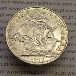 Portuguese silver coin of 10 Escudos 1937, 10$00 silver 1937 of the Portuguese Republic, (VF+), World Coins Portugal KM 582