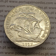 10$00 escudos 1937 prata, 10 Escudos 1937 prata da Republica Portuguesa, (MBC+) World Coins Portugal KM 582