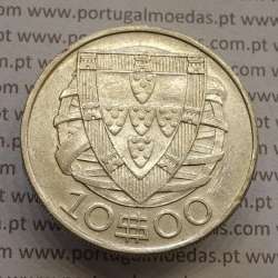 Portuguese silver coin of 10 Escudos 1937, 10$00 silver 1937 of the Portuguese Republic, (VF+), World Coins Portugal KM 582