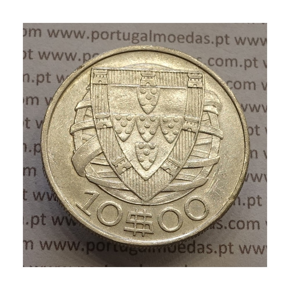 MOEDA 10$00 ESCUDOS "DEZ ESCUDOS" PRATA 1937 (MBC+) -  REPÚBLICA PORTUGUESA