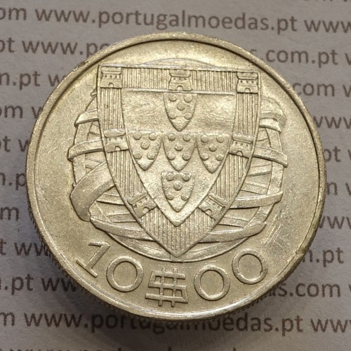 Portuguese silver coin of 10 Escudos 1937, 10$00 silver 1937 of the Portuguese Republic, (VF+), World Coins Portugal KM 582