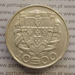 Portugal silver coin of 10 Escudos 1937, 10$00 silver 1937 of the Portuguese Republic, (VF), World Coins Portugal KM 582