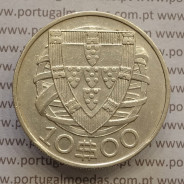 10 Escudos 1937 prata, 10$00 escudos prata 1937 da Republica Portuguesa, (MBC) World Coins Portugal KM 582