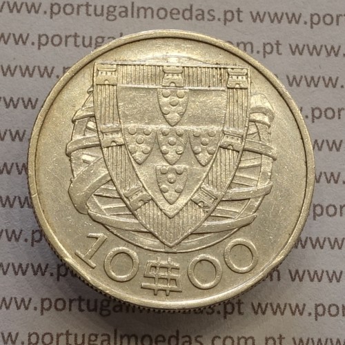 Portugal silver coin of 10 Escudos 1937, 10$00 silver 1937 of the Portuguese Republic, (VF), World Coins Portugal KM 582