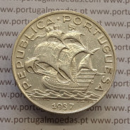 Portugal silver coin of 10 Escudos 1937, 10$00 silver 1937 of the Portuguese Republic, (VF), World Coins Portugal KM 582
