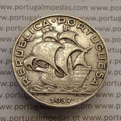 MOEDA 10$00 ESCUDOS "DEZ ESCUDOS" PRATA 1937 (MBC) -  REPÚBLICA PORTUGUESA