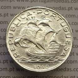 MOEDA 10$00 ESCUDOS "DEZ ESCUDOS" PRATA 1940 (MBC+) -  REPÚBLICA PORTUGUESA