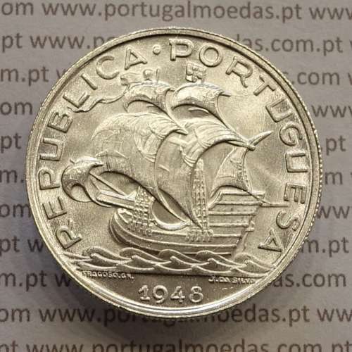 10 Escudos 1948 prata, 10$00 escudos prata 1948 da Republica Portuguesa, (Soberba), World Coins Portugal KM 582