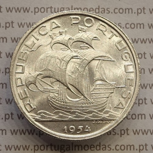 MOEDA 10$00 ESCUDOS "DEZ ESCUDOS" PRATA 1954 (SOBERBA) -  REPÚBLICA PORTUGUESA