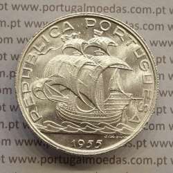 MOEDA 10$00 ESCUDOS "DEZ ESCUDOS" PRATA 1955 (SOBERBA) -  REPÚBLICA PORTUGUESA