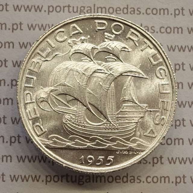 MOEDA 10$00 ESCUDOS "DEZ ESCUDOS" PRATA 1955 (SOBERBA) -  REPÚBLICA PORTUGUESA