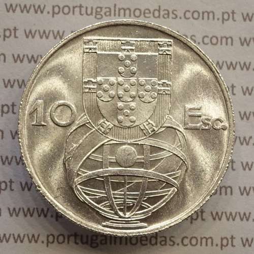MOEDA 10$00 ESCUDOS "DEZ ESCUDOS" PRATA 1955 (SOBERBA) -  REPÚBLICA PORTUGUESA