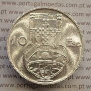 MOEDA 10$00 ESCUDOS "DEZ ESCUDOS" PRATA 1955 (SOBERBA) -  REPÚBLICA PORTUGUESA