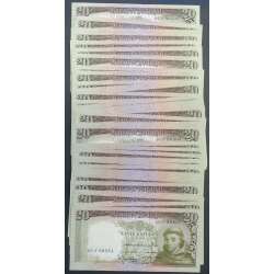 LOTE DE 50 NOTAS C/ NÚMEROS SEGUIDOS - 20 ESCUDOS 1964 (NÃO CIRCULADAS) "20$00 1964 Ch.7 SANTO ANTÓNIO