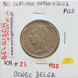 MOEDA DE 10 CENTIMES CUPRO NÍQUEL 1925 - CONGO BELGA - KRAUSE WORLD COINS BELGIAN CONGO KM 23