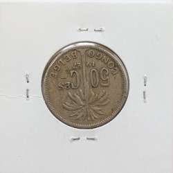MOEDA DE 50 CENTIMES CUPRO NÍQUEL 1927 - CONGO BELGA - KRAUSE WORLD COINS BELGIAN CONGO KM 22