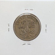 MOEDA DE 50 CENTIMES CUPRO NÍQUEL 1927 - CONGO BELGA - KRAUSE WORLD COINS BELGIAN CONGO KM 22