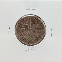 MOEDA DE 50 CENTIMES CUPRO NÍQUEL 1929 - CONGO BELGA - KRAUSE WORLD COINS BELGIAN CONGO KM 22