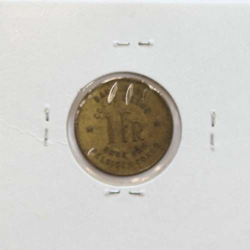 MOEDA DE 1 FRANC LATÃO 1944 - CONGO BELGA - KRAUSE WORLD COINS BELGIAN CONGO KM 26