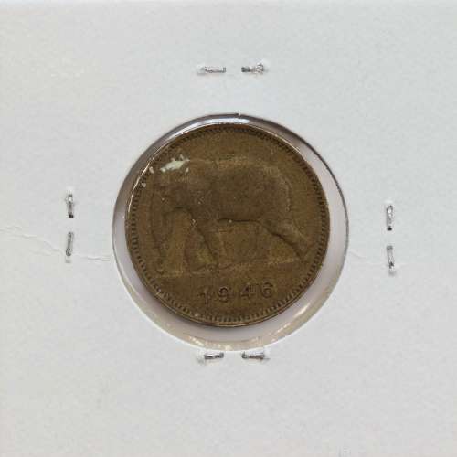 MOEDA DE 2 FRANCS LATÃO 1946 - CONGO BELGA - KRAUSE WORLD COINS BELGIAN CONGO KM 28