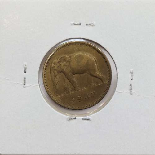 MOEDA DE 2 FRANCS LATÃO 1947 - CONGO BELGA - KRAUSE WORLD COINS BELGIAN CONGO KM 28