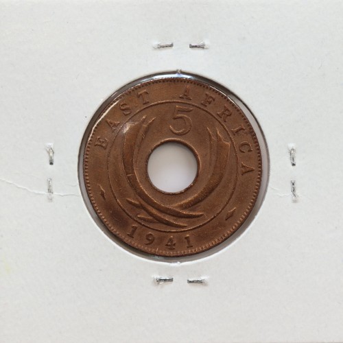 MOEDA DE 5 CENTS BRONZE 1941- ÁFRICA ORIENTAL - KRAUSE WORLD COINS EAST AFRICA KM 25.2