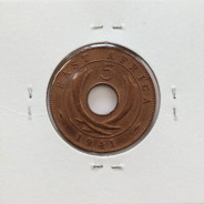 MOEDA DE 5 CENTS BRONZE 1941- ÁFRICA ORIENTAL - KRAUSE WORLD COINS EAST AFRICA KM 25.2
