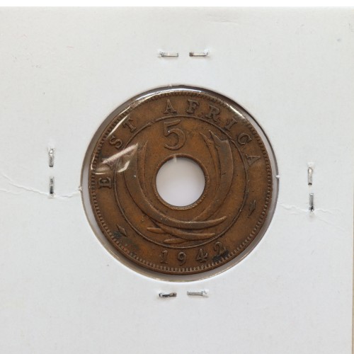 MOEDA DE 5 CENTS BRONZE 1942- ÁFRICA ORIENTAL - KRAUSE WORLD COINS EAST AFRICA KM 25.2