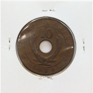 MOEDA DE 10 CENTS BRONZE 1924- ÁFRICA ORIENTAL - KRAUSE WORLD COINS EAST AFRICA KM 19