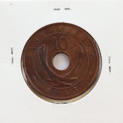 MOEDA DE 10 CENTS BRONZE 1943SA- ÁFRICA DE ORIENTAL - KRAUSE WORLD COINS EAST AFRICA KM 26.2