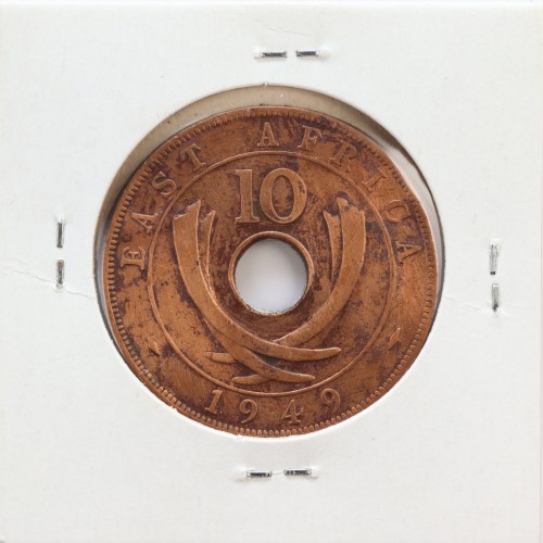 MOEDA DE 10 CENTS BRONZE 1949- ÁFRICA DE ORIENTAL - KRAUSE WORLD COINS EAST AFRICA KM 34