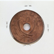 MOEDA DE 10 CENTS BRONZE 1950- ÁFRICA DE ORIENTAL - KRAUSE WORLD COINS EAST AFRICA KM 34