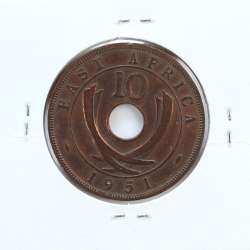 MOEDA DE 10 CENTS BRONZE 1951- ÁFRICA DE ORIENTAL - KRAUSE WORLD COINS EAST AFRICA KM 34