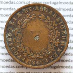 MOEDA 5 RÉIS COBRE (V RÉIS) 1867 (BC /MBC-) - REI D. LUIS I - WORLD COINS PORTUGAL KM513