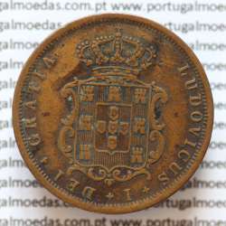 MOEDA 5 RÉIS COBRE (V RÉIS) 1867 (BC /MBC-) - REI D. LUIS I - WORLD COINS PORTUGAL KM513