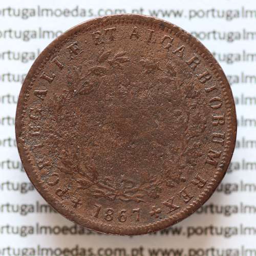 MOEDA 5 RÉIS COBRE (V RÉIS) 1867 (BC / BC-) - REI D. LUIS I - WORLD COINS PORTUGAL KM513
