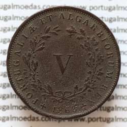 MOEDA 5 RÉIS COBRE (V RÉIS) 1868 (MBC) - REI D. LUIS I - WORLD COINS PORTUGAL KM513