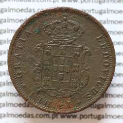 MOEDA 5 RÉIS COBRE (V RÉIS) 1868 (BC+ /MBC) - REI D. LUIS I - WORLD COINS PORTUGAL KM513