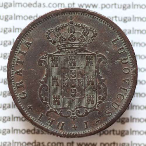 MOEDA 5 RÉIS COBRE (V RÉIS) 1868 (BC) - REI D. LUIS I - WORLD COINS PORTUGAL KM513