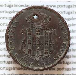 MOEDA 5 RÉIS COBRE (V RÉIS) 1868 (BC-) - REI D. LUIS I - WORLD COINS PORTUGAL KM513