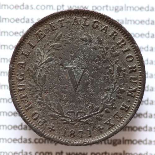 MOEDA 5 RÉIS COBRE (V RÉIS) 1871 (BC+) - REI D. LUIS I - WORLD COINS PORTUGAL KM513