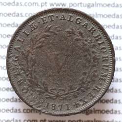MOEDA 5 RÉIS COBRE (V RÉIS) 1871 (BC) - REI D. LUIS I - WORLD COINS PORTUGAL KM513
